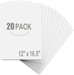 20 Pack White Foam Board 12" x 16.5", 3/16" Thickness Foam Core Baking Board by EPHECH