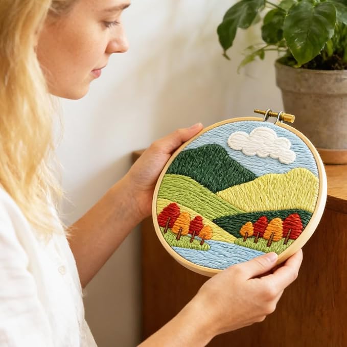 INFUNLY 2 Pcs Forest Valley Punch Needle Embroidery Kit 8.7" DIY Punch - Image 7