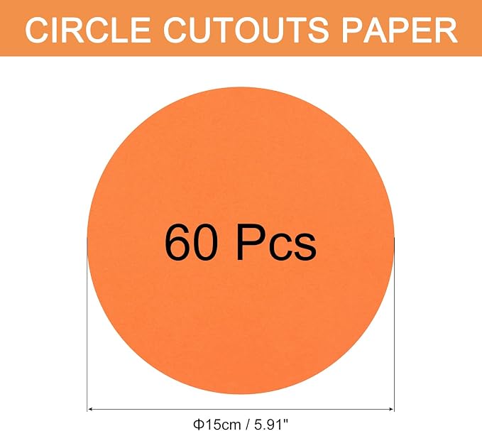 MECCANIXITY 60 PCS Orange Circle Cutouts Paper, 6 Inch Round Cutouts - Image 2