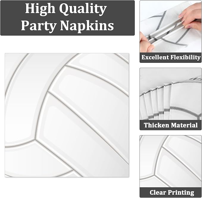 Qyeahkj 50 Guests Volleyball Plates and Napkins Party Supplies Volleyball - Image 4