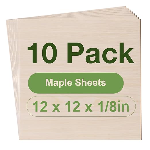 Rowood 10 Pack Maple Plywood 1/8, 3mm Wood Sheets Thin Unfinished Maple Plywood by RowoodAssembleArtDecorateLife