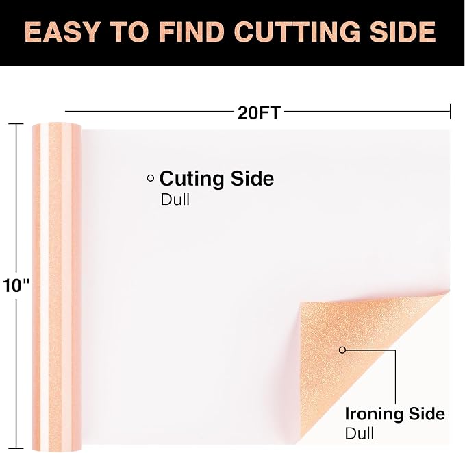 Blush Glitter HTV Heat Transfer Vinyl Roll 12inch x 20 ft - Image 2