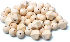20mm Unfinished Wooden Beads, 20 Geometric and 50 Round Polygon Wood Beads by woodeni