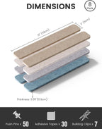 Fluxynara Cork Board Alternative Felt Strip Board 8-Pack 13"x2", Office Pin - Image 2
