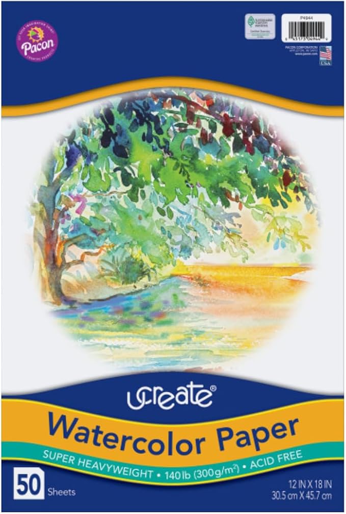 UCREATE 140 lb. Watercolor Paper, 50 Sheets/Pack, 6 Packs | Super Heavyweight - Image 2