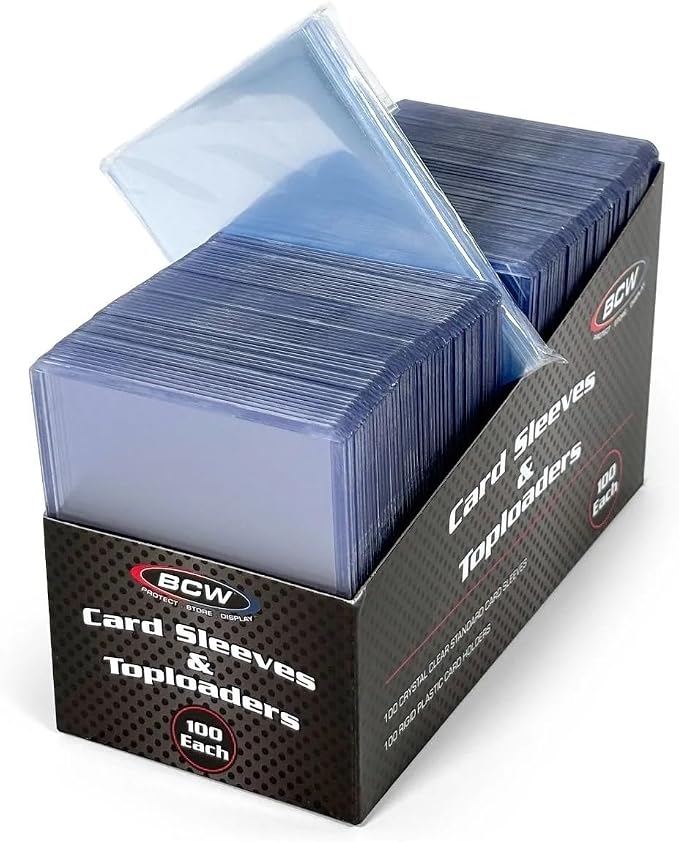 BCW Card Sleeves and Toploaders Combo Pack | 100 Toploaders & 100 Penny Sleeves by BCW