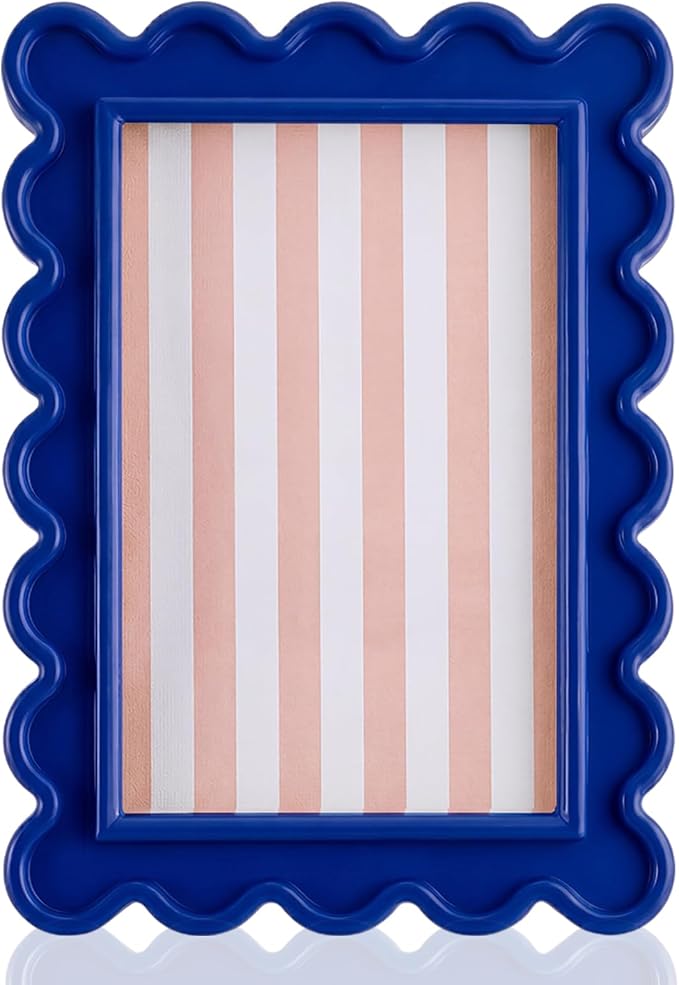 AceOrbit 4x6 Inches Dark Blue Flower Wavy Scalloped Picture Frame Cute Wavy by Unknown