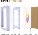 4x6 Picture Frame with Real Glass, Wooden cute 4 x 6 Photo Frame with Wavy Mat - Image 5