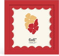 6x6 Picture Frame with Wavy Mat, Wooden Real Glass 6 x 6 Photo Frame by THKRLOF