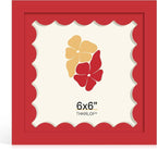 6x6 Picture Frame with Wavy Mat, Wooden Real Glass 6 x 6 Photo Frame by THKRLOF