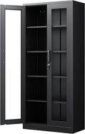 PEUKC Display Cabinet with Glass Doors, 71 Inches Metal Display Case with 4 by SleekSteelDesksShelvesbyPEUKC%E2%80%93WorkLiveOrganize