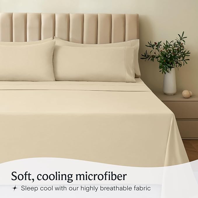 LuxClub 4 PC Full Sheet Set, Deep Pockets Wrinkle Free Cooling Bed Sheets Hotel - Image 3