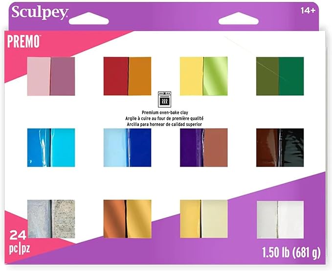 Sculpey Premo 24 Color Sampler of Polymer Oven-Bake Clay, Non Toxic 1.5 lbs. by Sculpey