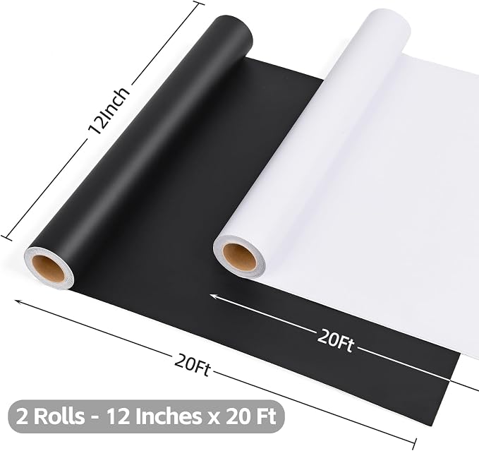 ilmagine Vinyl Matte Permanent Vinyl- 2 Rolls of 12'' x 20 FT Black and White - Image 2