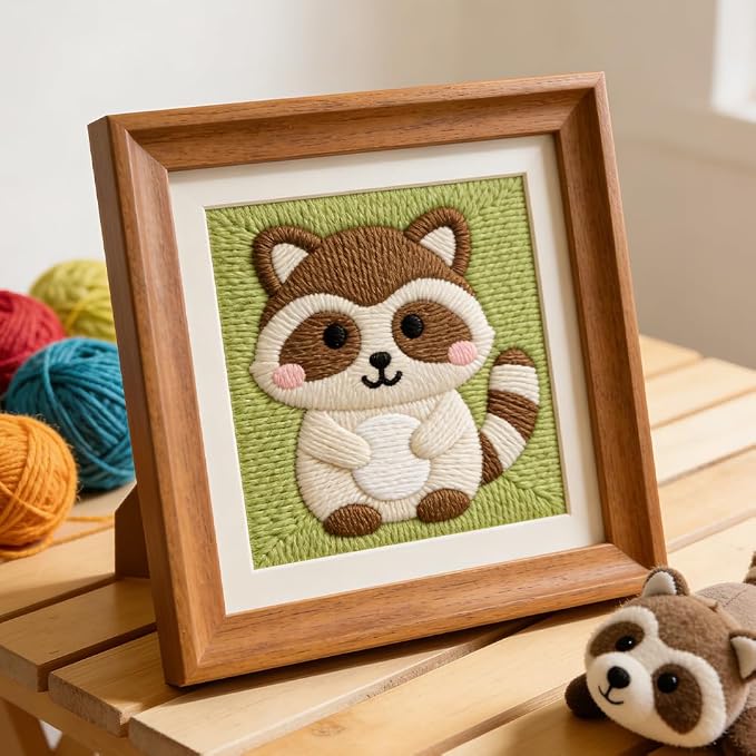 INFUNLY Cute Raccoon Punch Needle Kit - Image 3