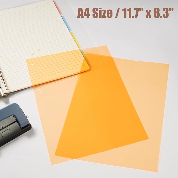 10-Pack A4 Colored PVC Flexible Plastic Sheets, 0.3mm Orange Transparent Film - Image 2