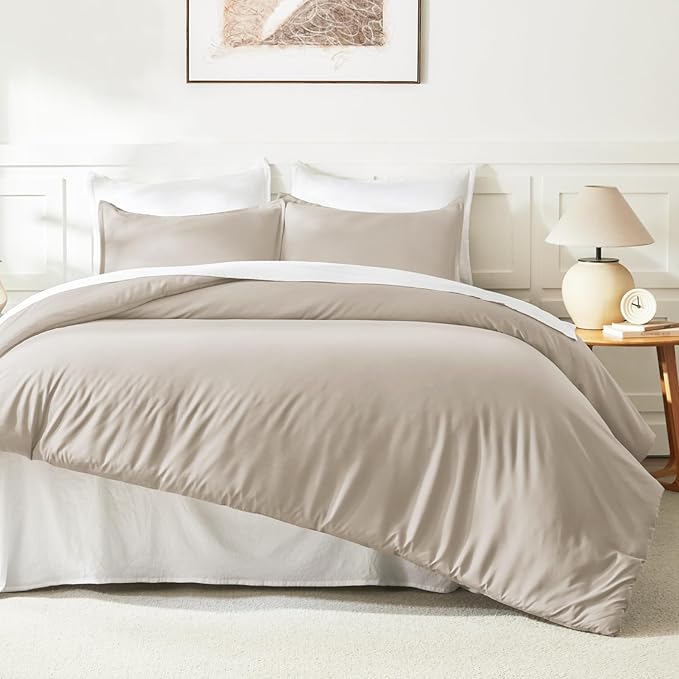 Litanika Oatmeal Twin/Twin XL Comforter Set, 2 Pieces Lightweight Solid Bedding - Image 6