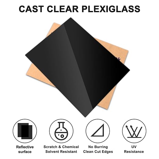 Black Acrylic Sheet 18" x 24" x 1/8", 2 Pack Black Cast Acrylic Sheets Glass - Image 6