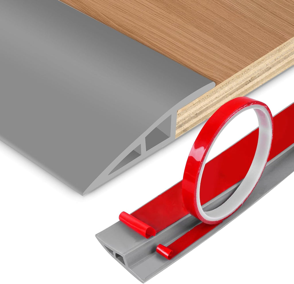 Floor Transition Strip Vinyl Door Threshold Ramp Self Adhesive Carpet Edging Strip Doorway Edge Trim, Overlap Edge Reducer for Laminate Carpet, Floor, Tile (Gray, 2/5" to 3/5", 6.6Ft)