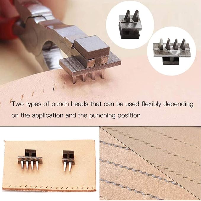 Stitching Hole Punch BUTUZE, 4mm Silent Leather Hand Pliers（French 4 Teeth and - Image 5