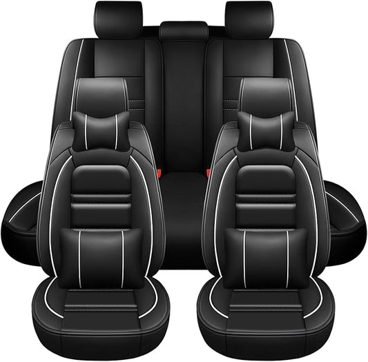 Car Seat Covers for Toyota Tundra 2000-2025 | 5-Seats Seat Covers, Waterproof Seat Protectors, Automotive Seat Covers (Full Set with Pillow,Black&White Line)