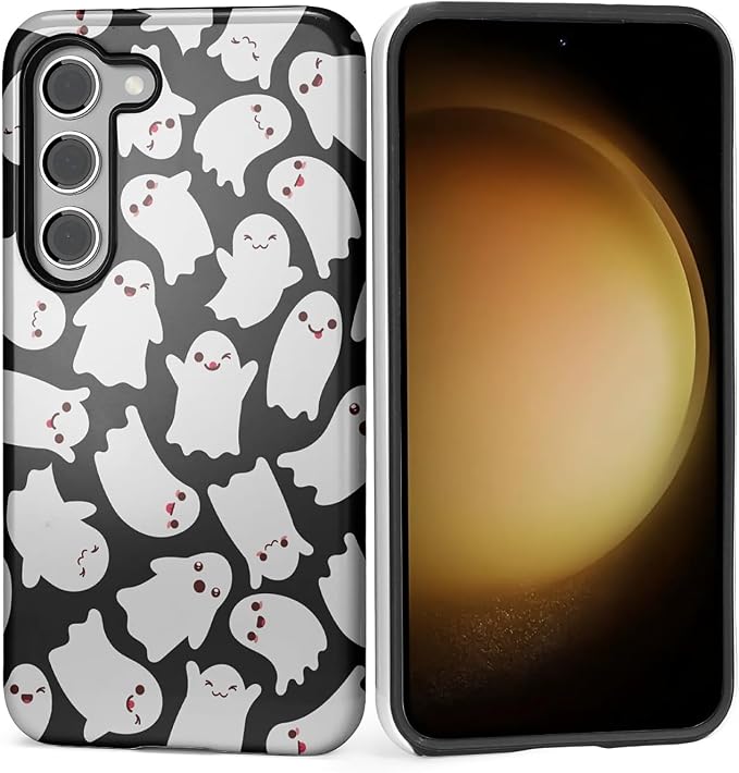 Case for Samsung Galaxy S23 Case, Halloween Ghosts Bats Design Hybrid Dual by Kapadiy