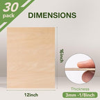 Rowood 30 Pack Plywood Basswood Sheets, 3mm Basswood - Image 2