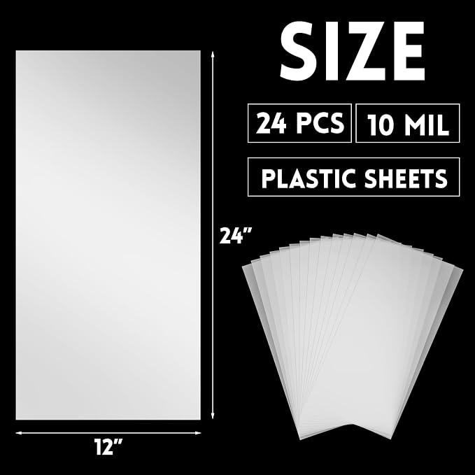 Frienda 24 Pack 10 Mil Blank Stencil Sheets, 12 x 24 Inch Plastic Making Sheet - Image 2