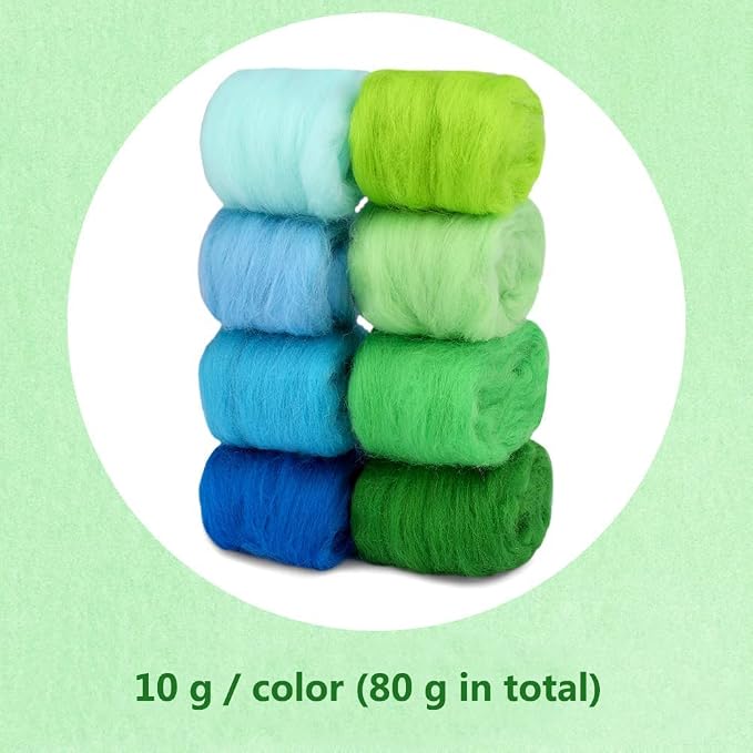 WONVOC 2.82oz Needle Felting Wool, 8 Colors Wool Roving - Image 2