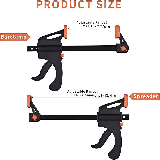 6 Inch Bar Clamps for Woodworking, Mini Clamps for Wood Gluing - Image 2