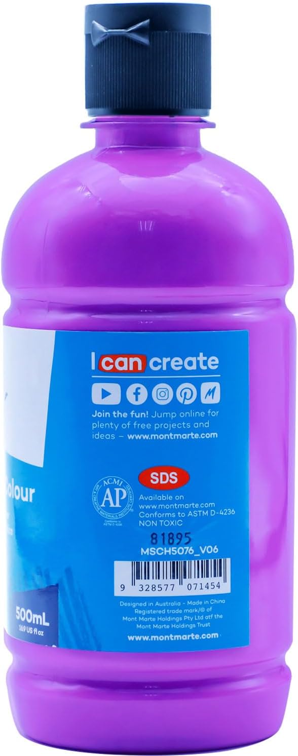 Mont Marte Signature Fluoro Purple Acrylic Paint, Semi-Matte Finish, 12 Colors - Image 4