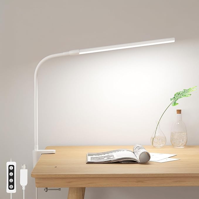 Lepro Small Desk Lamp with Clamp, LED Reading Lamps with 450LM, 3 Color Modes by Lepro