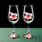 Simcat Handmade Painted Enamel Flower Glass Wine Glasses Transparent Refined - Image 4
