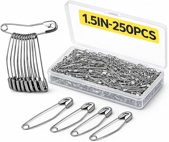 250 PCS 1.5 Inch Curved Safety Pins, Stainless Steel Quilting Pins | Curved by Unknown