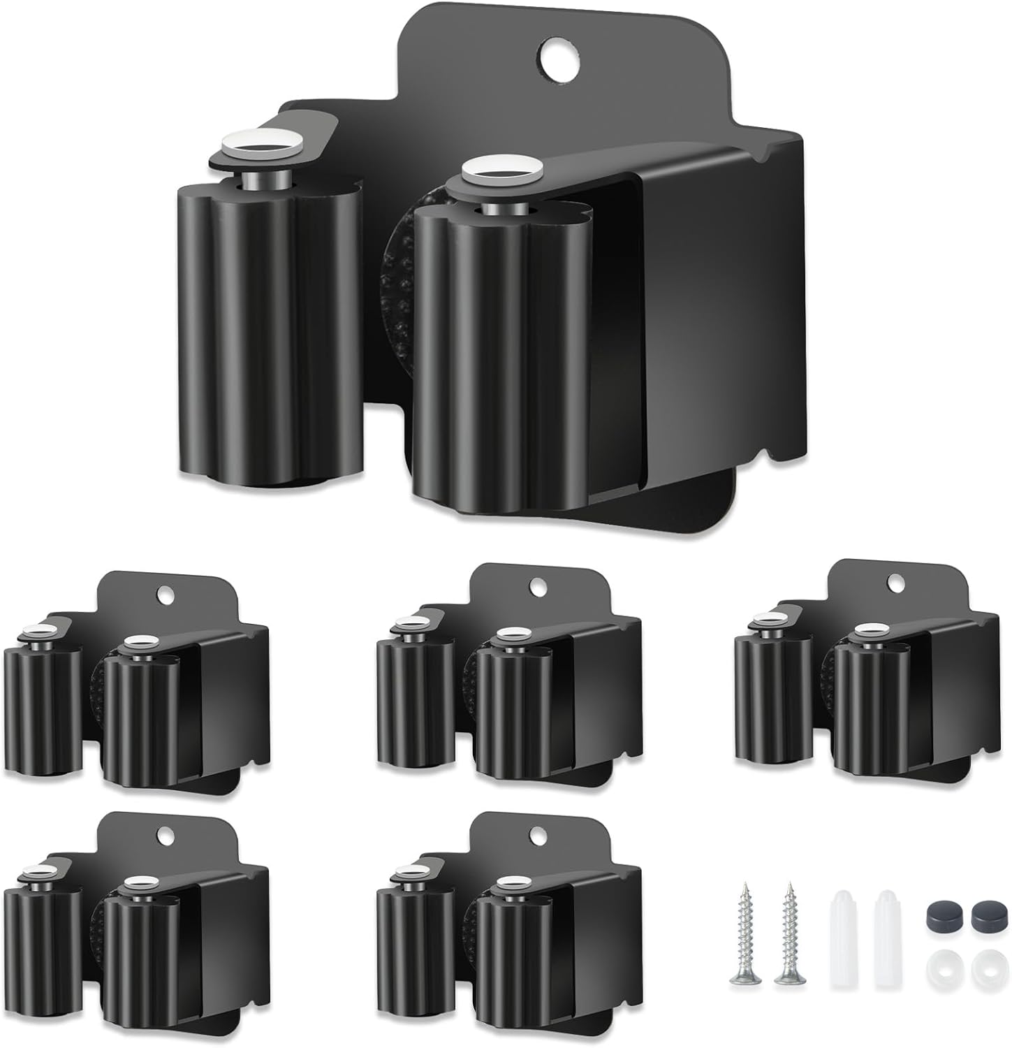 5 PCS Broom Holder Wall Mount, Upgraded Heavy Duty Mop and Broom Holder Wall Mount, Stainless Steel Broom Hanger Mop Holder Rack for Kitchen Laundry Garden Tool Organizer