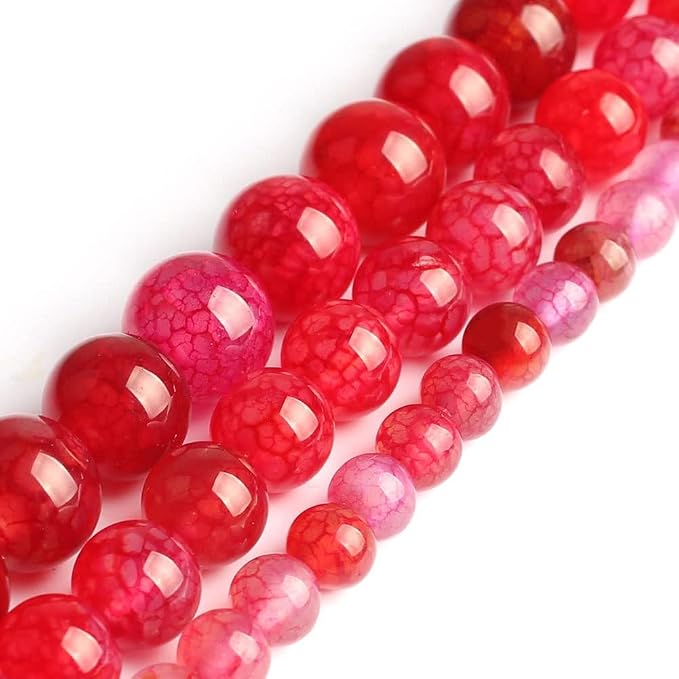 60pcs Smooth Natural Red Agate Beads，6mm Dragon Vein Gemstone Round Loose Stone - Image 7