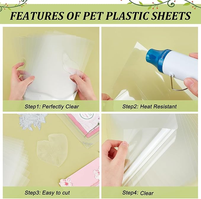 BENECREAT 50 Sheets Heat Resistant Clear Acetate Sheets, 11.7x6.5" PET - Image 5