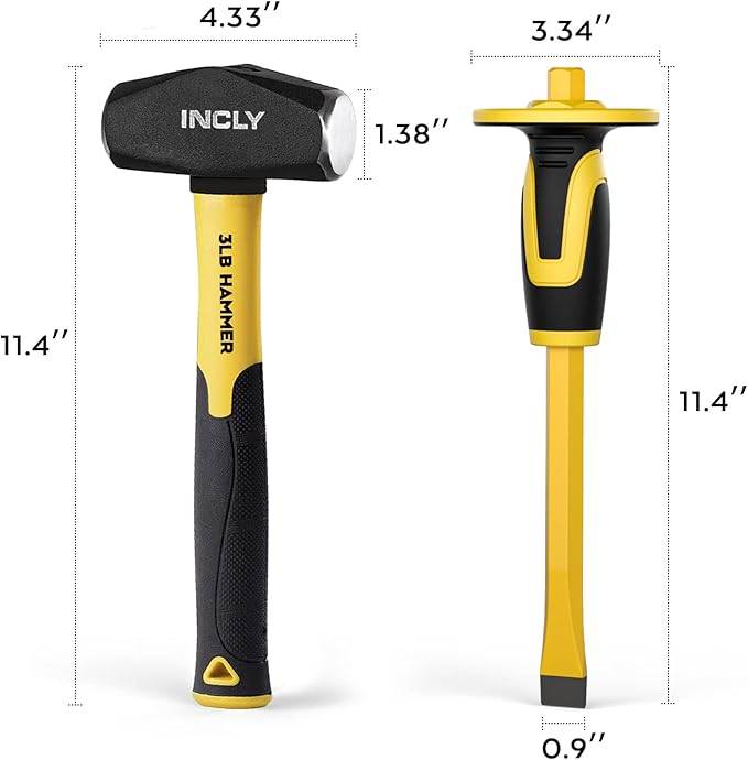 INCLY 4 PCS Geology Rock Pick Equipment Kit, 3 Pound Sledge Rock Hammer - Image 2