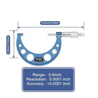 HDLNKAK Outside Micrometer Set, 3-4" Machinist Micrometer, 0.0001" Graduation - Image 2