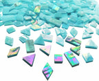 Iridescent Aqua Stained Glass Mosaic Tiles, 280 Pieces Mixed 4 Shapes Stained - Image 4