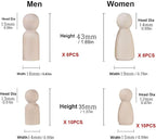 50 Pack Unfinished Wooden Peg Dolls & Figures - Image 9