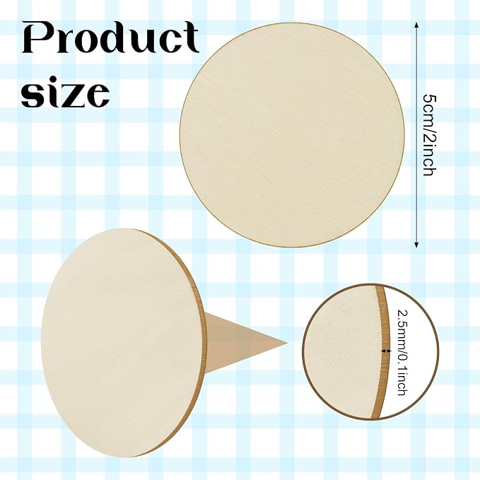 200 Pieces Round Wood Circles for Crafts - Image 2