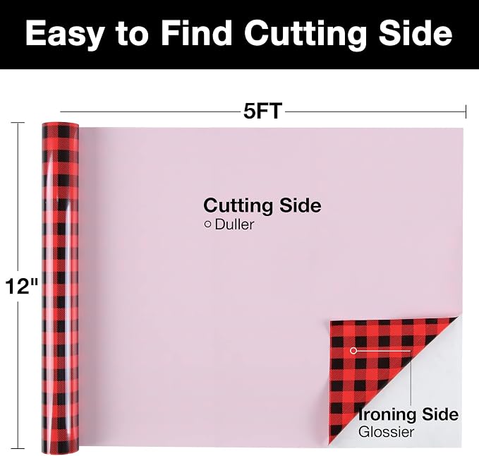 TORC Red Black Buffalo Plaid HTV Vinyl 12 inch x 5 ft, Check Heat Transfer - Image 2