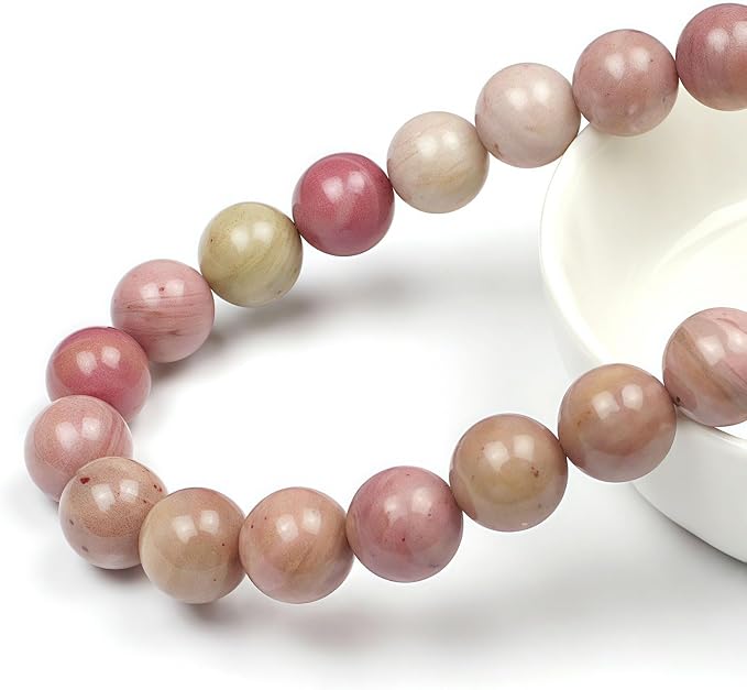 MJDCB Natural Red Stripes Rhodonite Round Stone Beads - Image 2