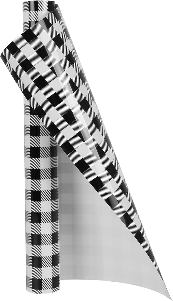 TORC Black White Buffalo Plaid HTV Vinyl 12 inch x 5 ft, Check Heat Transfer by TORC