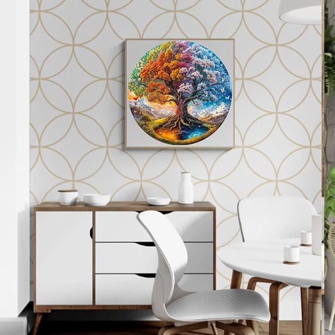 Wooden Puzzles Adults, Seasonal Tree of Life Wooden Puzzles 200 Pieces - Image 8