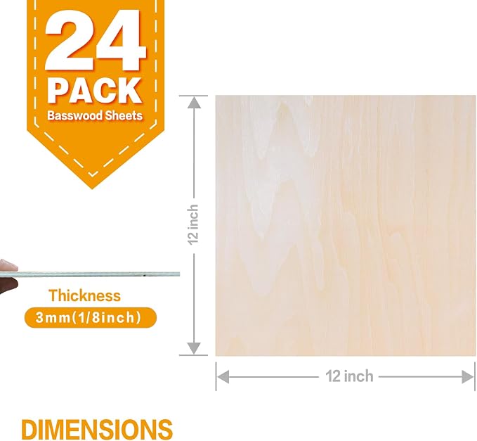 24Pack Basswood Sheets 12"x12"x1/8", 3mm Basswood - Image 4