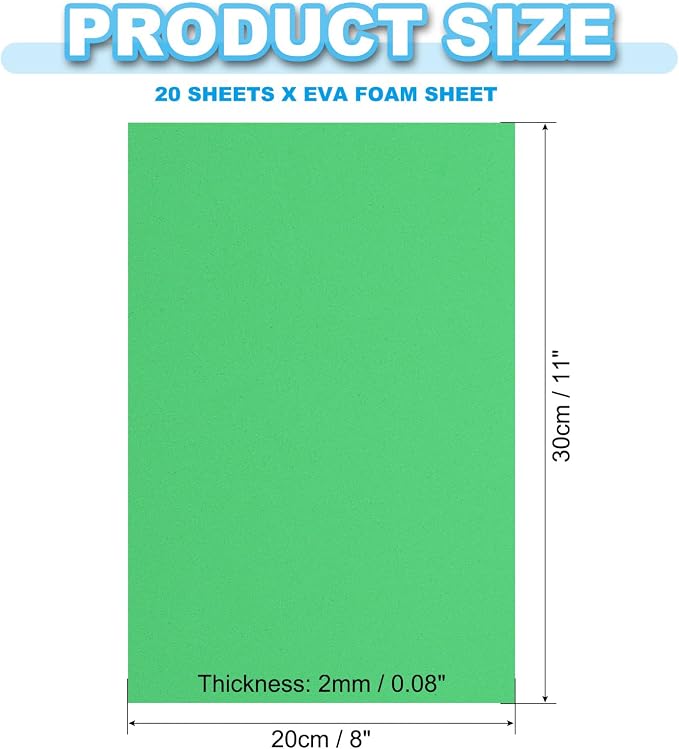PATIKIL 20 Pack EVA Foam Sheets, Light Green - Image 2