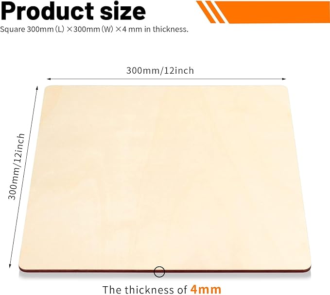 7 Pack 12 x 12 Inch Basswood Sheets Plywood Board, Unfinished Blank Square Wood - Image 2