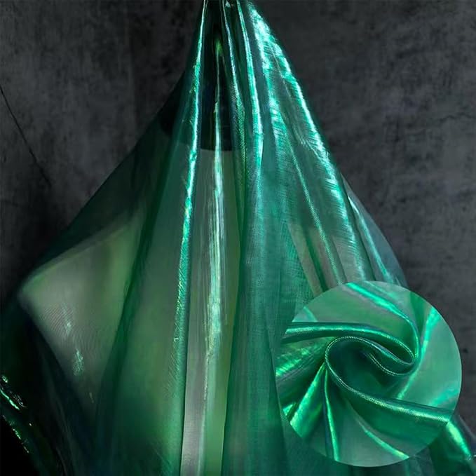 Blackish Green 11 Yard Long Iridescent Organza Fabric - Image 6